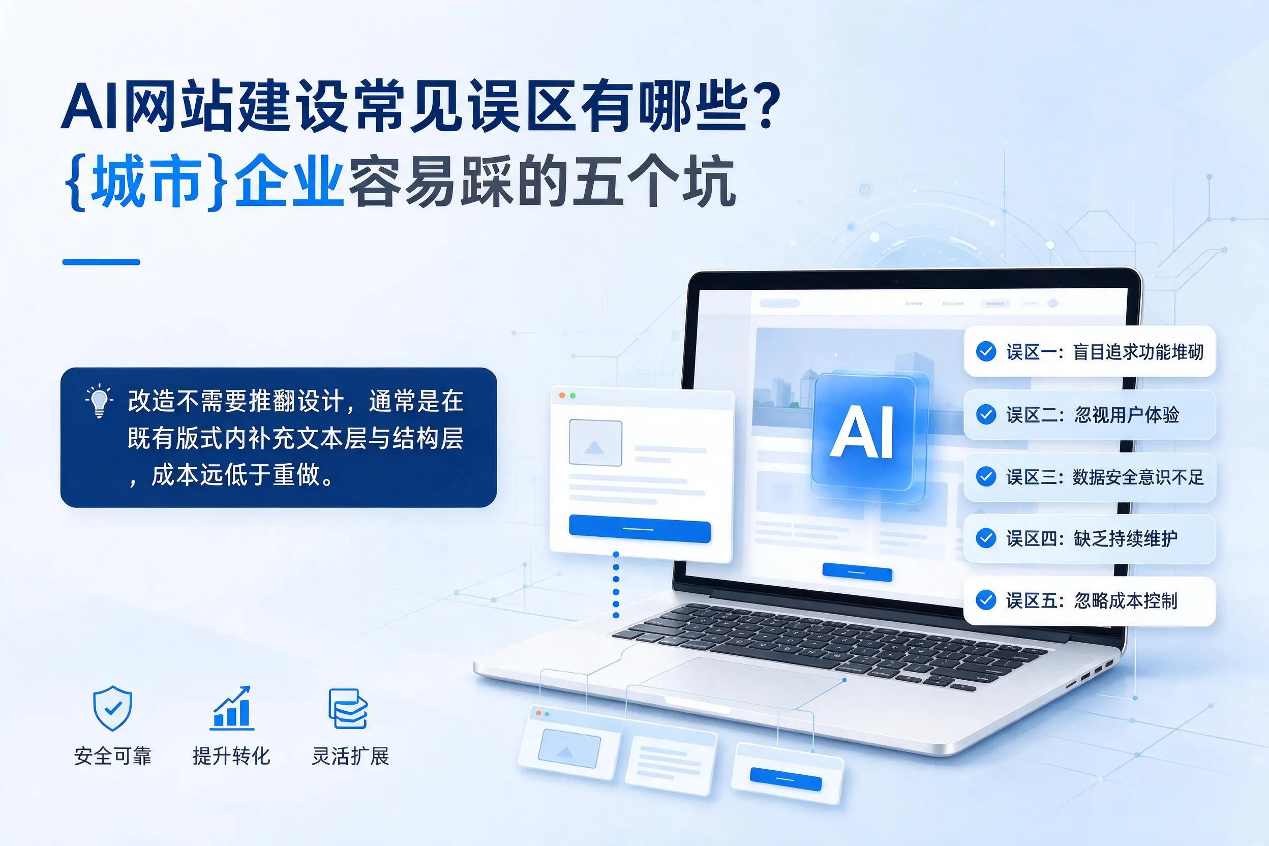 AI网站建设常见误区有哪些?商洛企业容易踩的五个坑